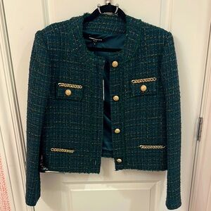 NWT Generation Love Kristen Tweed Chain Jacket Hunter Green & Navy XL gold